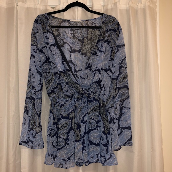 Elegant Flowy Romper - Blue Paisley - Picture 1 of 7